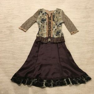 Alberto Makali sweater & JON brown silk skirt